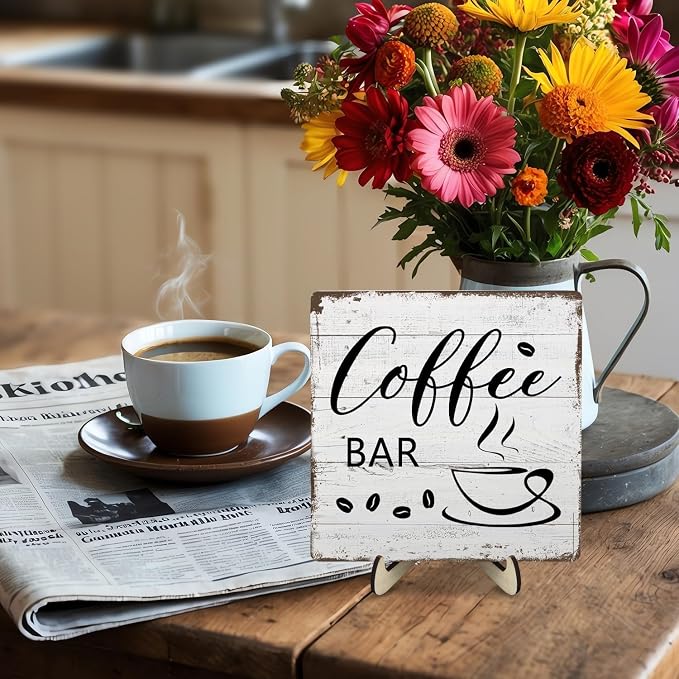 Coffee Bar Decor Sign – Rustic Wooden Plaque - Image 7
