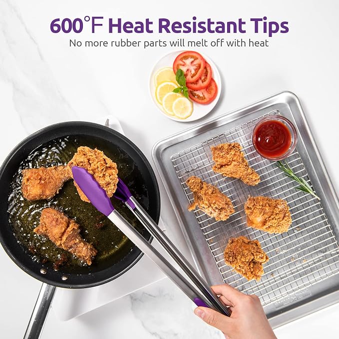 600ºF Heat Resistant Kitchen Tongs: U-Taste 16 inch Extra Long Large Silicone - Image 3