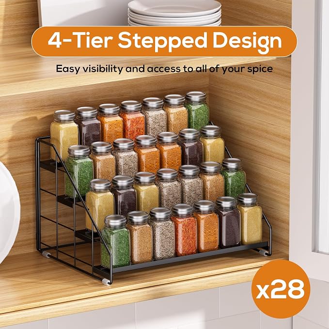 4 Tiered Spice Rack Organizer, 2 Pack Spice Rack Organizer - Image 8
