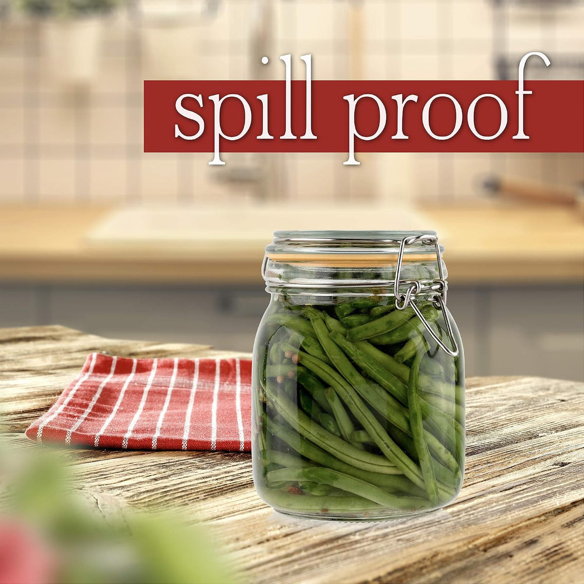 Glass Jars with Airtight Lids 32 oz [Set of 2]