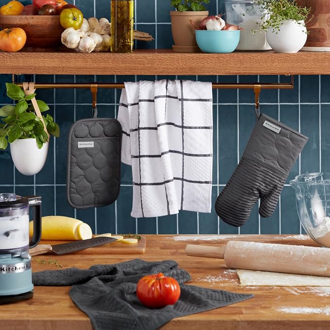 KitchenAid Quilted Cotton Terry Cloth Oven Mitt, Pot Holder, Kitchen Towel - Image 2
