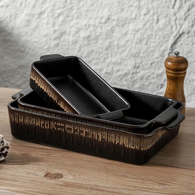 KOOV Bakeware Set, Ceramic Baking Dish, Rectangular Baking Pans Set, Casserole - Image 4