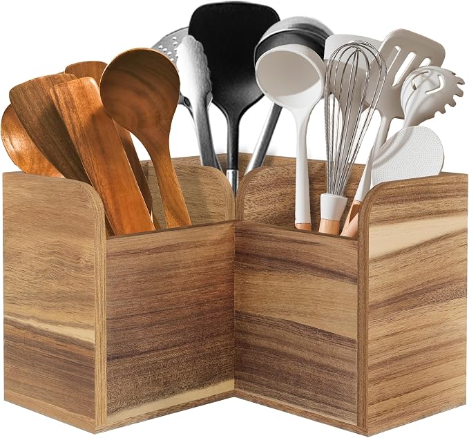 Acacia Wood Kitchen Utensil Holders by Vorisebo