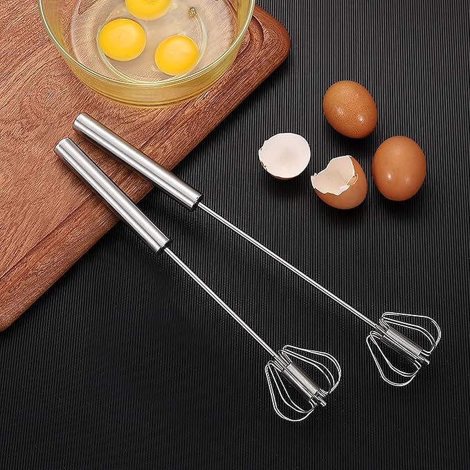 Egg Whisk, 2 Pack Stainless Steel Home Kitchen Tool, Hand Easy Whisk Egg Beater - Image 7