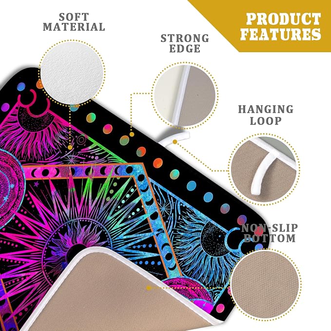 Purple Absorbent Dish Drying Mat Sun and Moon Microfiber Drying Pad - Image 4