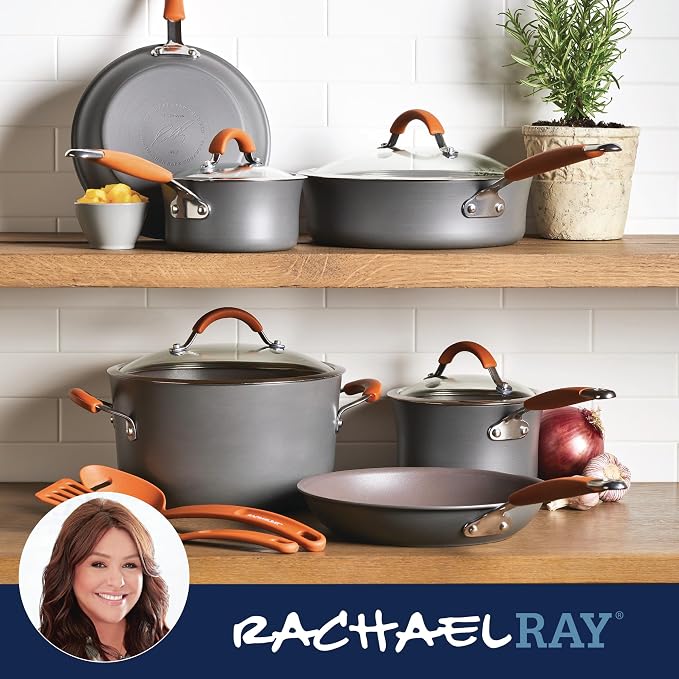Rachael Ray Cucina Dishwasher Safe Hard Anodized Nonstick Cookware Pots and - Image 7