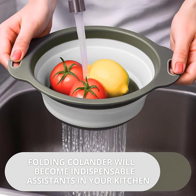 White Round Silicone Collapsible Colander – Silicone Round Kitchen Strainers - Image 7