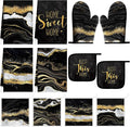 Bencailor 12 Pcs Marble Kitchen Decor and Accessories Sets 4 Black and Gold by Bencailor