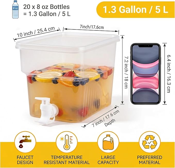 BEWBBAT 2 Pack 1.3 Gallon Fridge Drink Dispenser - Image 3