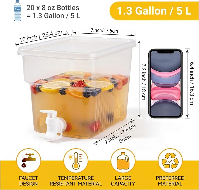 BEWBBAT 4 Pack 1.3 Gallon Drink Dispenser - Image 2