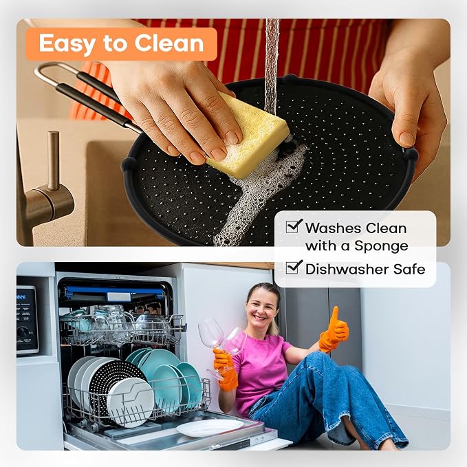 Splatter Screen for Frying Pan | USA Brand | 11-Inch Black, Fit Pans Silicone - Image 6