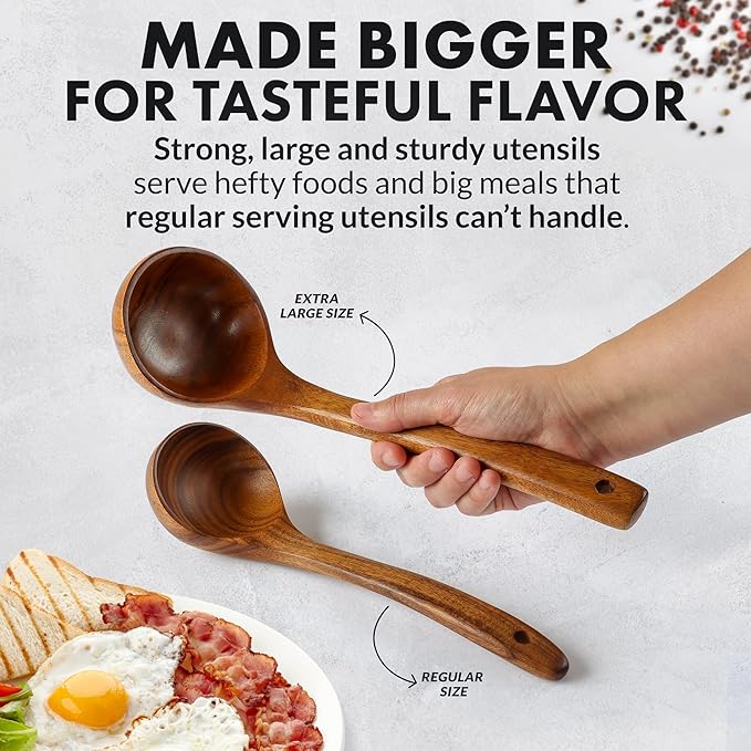 Zulay Kitchen Extra-Large 5-Piece Wooden Spoon Set - Image 3