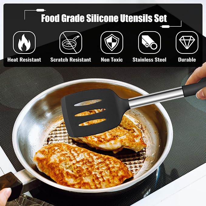 E-far 14 Pieces Silicone Cooking Utensils Set, Kitchen Utensils Set - Image 3