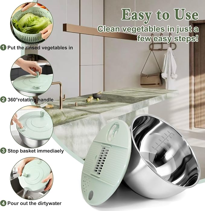 Unokit Stainless Steel Salad Spinner - Image 4