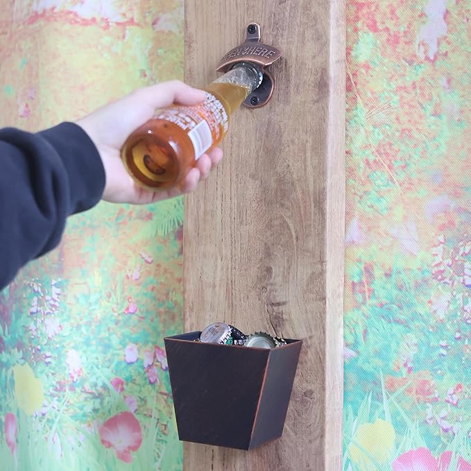 Vintage Copper Bottle Cap Opener Wall Mount, Retro Beer Bottle Opener - Image 4