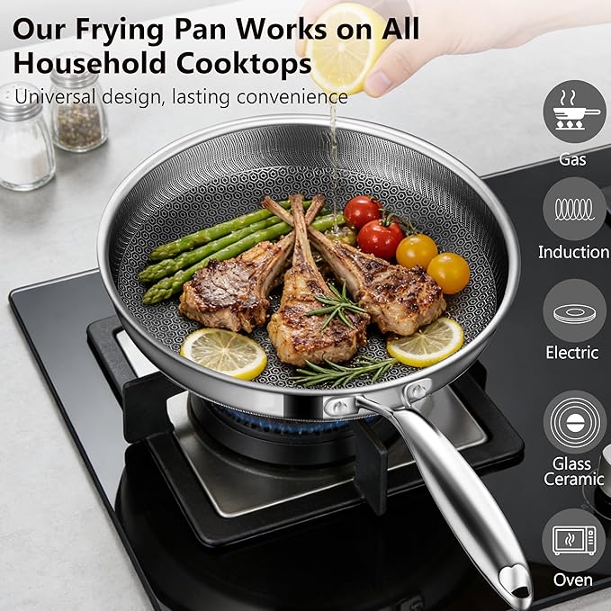 Non Stick Frying Pans, 10-inch Hybrid Frying Pans Nonstick Stainless Steel - Image 2