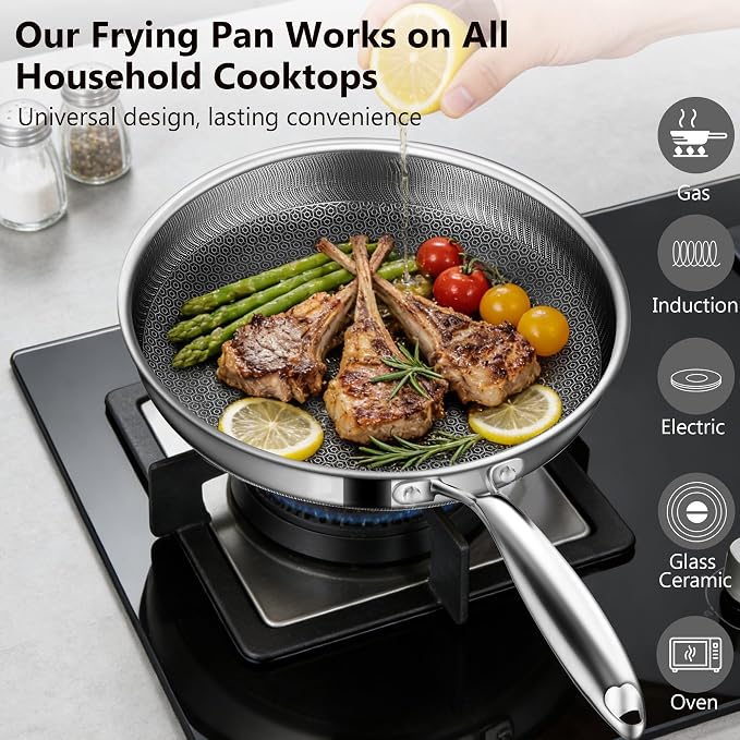 Non Stick Frying Pans, 8-inch Hybrid Frying Pans Nonstick Stainless Steel - Image 2