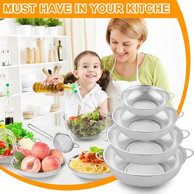 Colander Stainless Steel, 7 Piece Strainers and Colanders Set, Mesh Strainer - Image 7