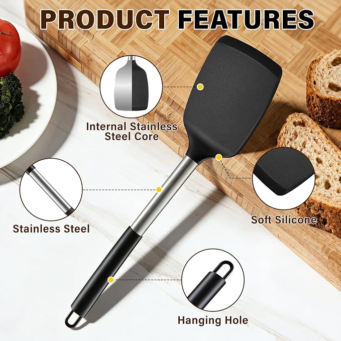 5Pcs Silicone Cooking Utensils Set, Heat Resistant Kitchen Tools Include - Image 3