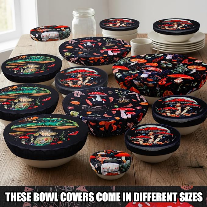 Patelai 10 Pcs Bowl Covers Reusable in 5 Size Stretch Cloth Fabric Elastic Food - Image 6
