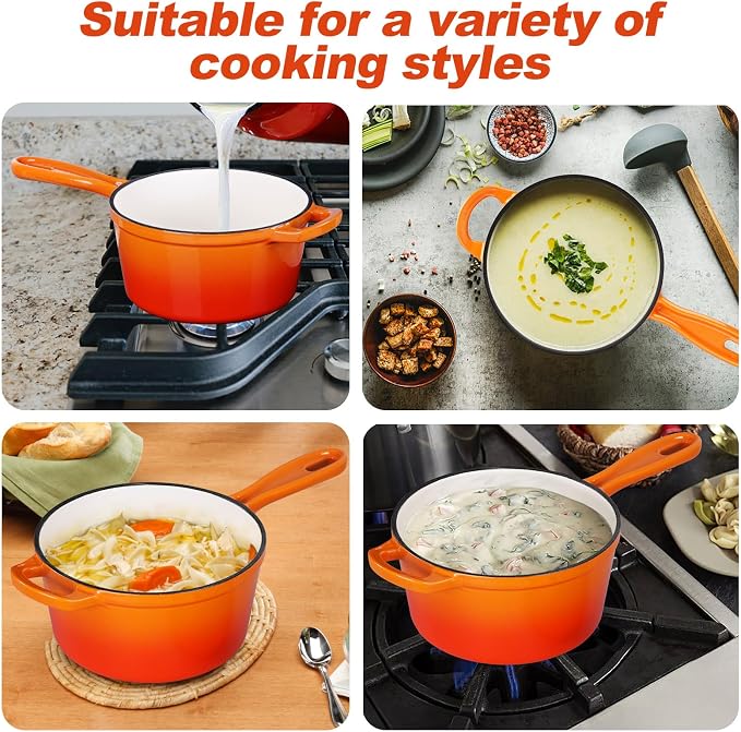 HaSteeL 1 QT Cast Iron Saucepan, Mini Enamel dutch oven - Image 7