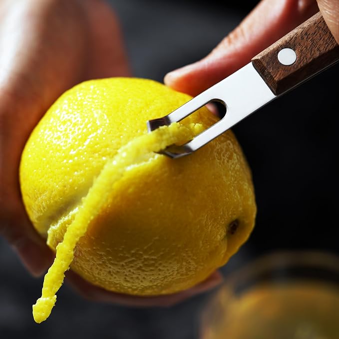 Viski Channel Knife, Citrus Zester and Orange Peeler Tool, Walnut Wood and - Image 8
