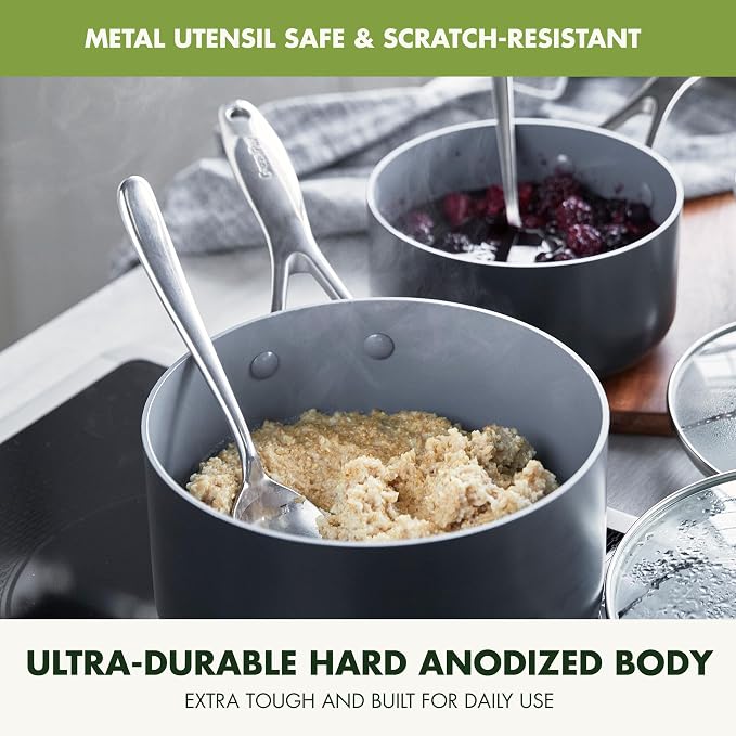 GreenPan Valencia Pro Hard Anodized Healthy Ceramic Nonstick 2QT Saucepan Pot - Image 5