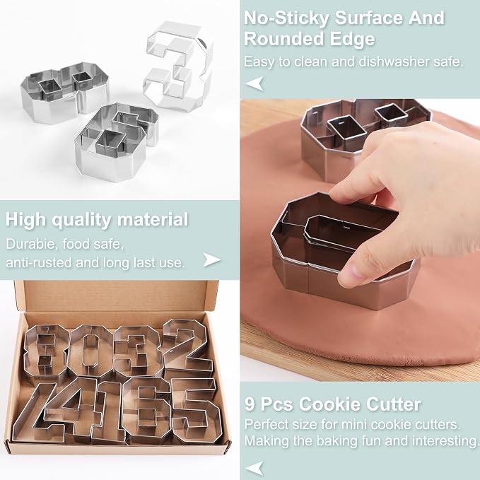 Number Cookie Cutters Set 3 Inch - Image 4