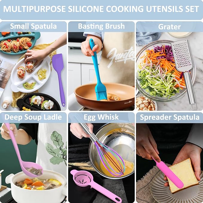 Silicone Kitchen Utensils Set, 16-Piece Silicone Cooking Utensils by Deedro - Image 6