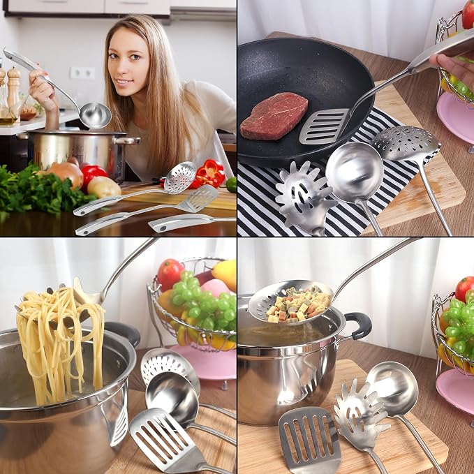 Newness 4 Pcs Cooking Utensils Set, 304 Stainless Steel Kitchen Utensils Set - Image 9
