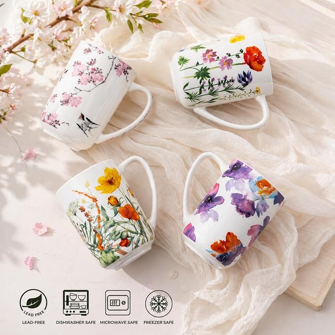 AmorArc Porcelain Tea Mug with Infuser and Lids, 18 Oz Coffee Cup Strainer with - Image 7