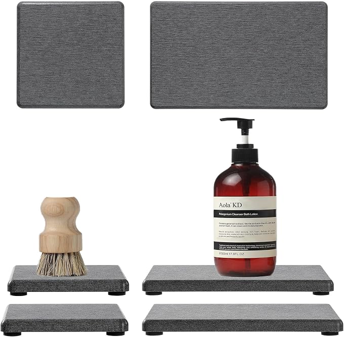 4PCS Water Absorbing Sponge Holder Diatomite Stone Sink Tray Mat, Quick Drying by Razborci