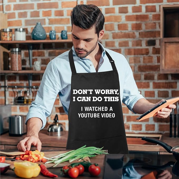 Xornis 100% Cotton Funny Apron for Men Women Adjustable Bib Aprons - Image 6
