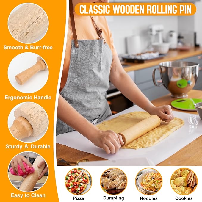 Wooden Rolling Pins for Baking, Small Dough Roller - Image 3