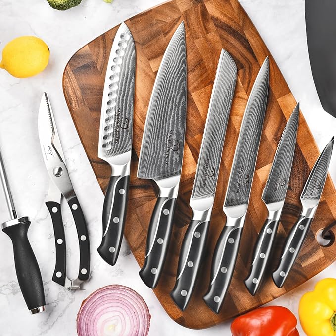 Damascus Kitchen Knife Sets, 9 Pieces Kitchen Knives Set - Image 7