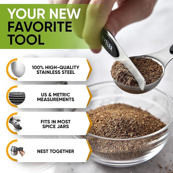 Spring Chef Magnetic Measuring Cups & Spoons Set, Strong N45 Magnets, Heavy - Image 5