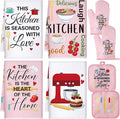 Leinuosen 8 Pcs Kitchen Towels and Oven Mitts Sets Pot Holders Dishcloths Set by Leinuosen