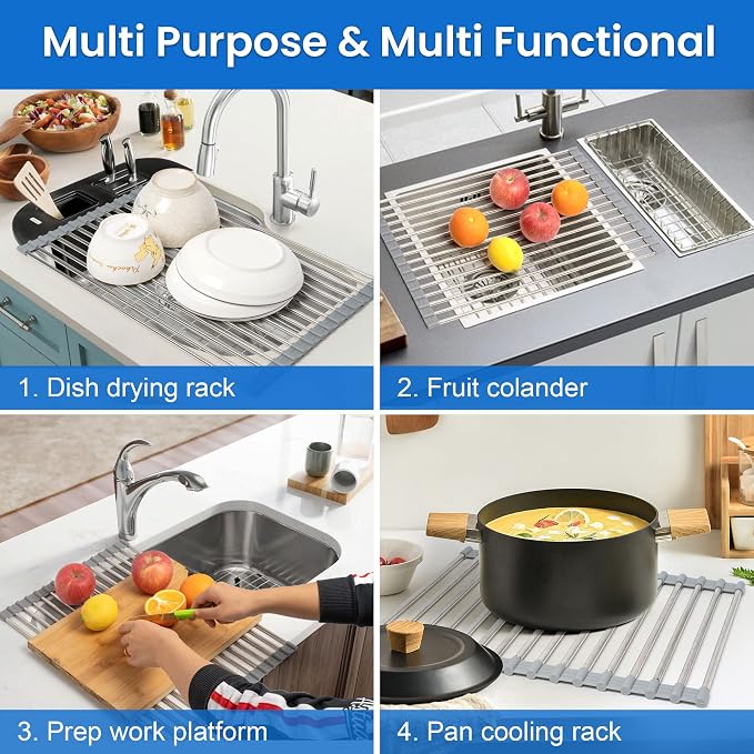 Roll Up Dish Drying Rack, Adjustable Over Sink Dish Drying Rack - Image 7