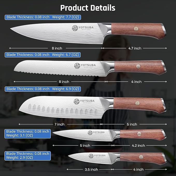 YOTSUBA 5 PCS Kitchen Knife Set, Professional Razor Sharp Japanese Knife Set - Image 6