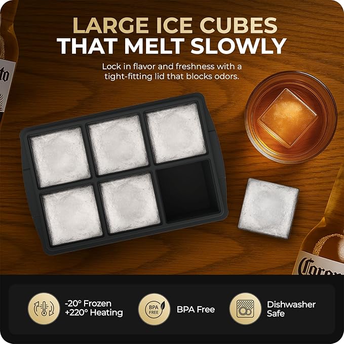 Large Ice Cube Trays for Whiskey, Silicone Ice Cube Tray, - Image 5