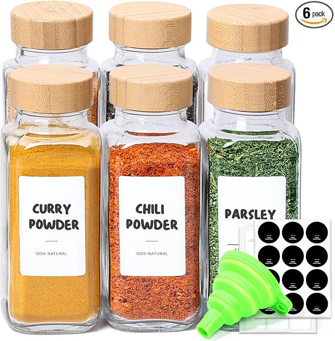 ComSaf 8 oz 6Pcs Glass Spice Jars by ComSaf