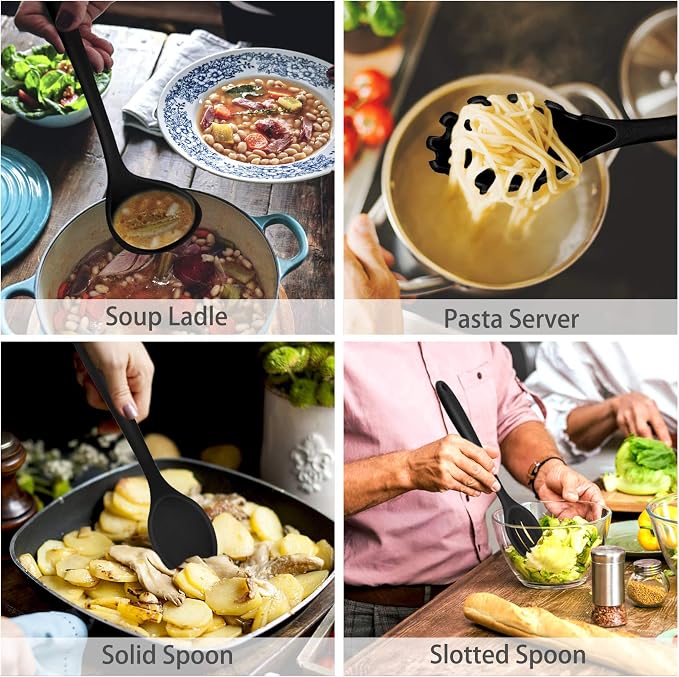 P&P CHEF Silicone Cooking Utensils Set of 7, Heat-proof Kitchen Utensils Set - Image 4
