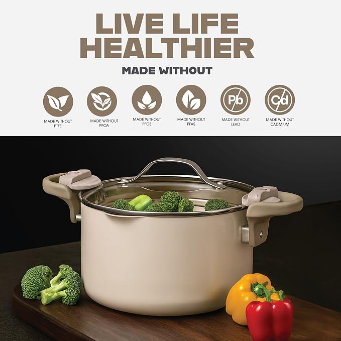 GOTHAM STEEL 5 Qt Ceramic Stock Pot Multipurpose Pasta Pot - Image 4
