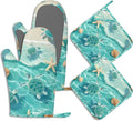 Beach Starfish Sea Turtle Oven Mitts and Pot Holders Sets of 4 Coastal Shell by BIGXIUKA