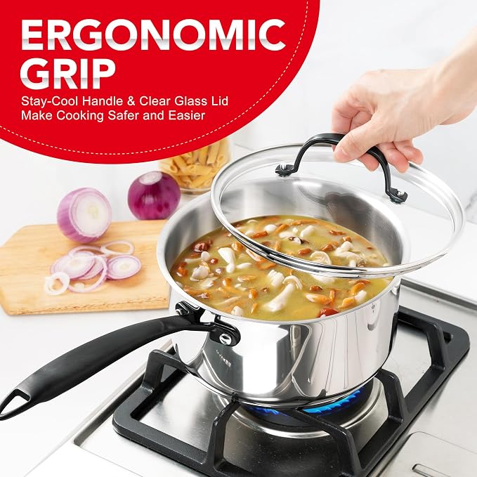 MICHELANGELO Tri-Ply Stainless Steel Saucepan - Image 3