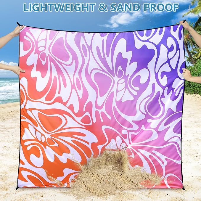 WIWIGO Beach Blanket Waterproof Sandproof Beach Mat 79" X 83"/10'x9'for 2-8 - Image 3