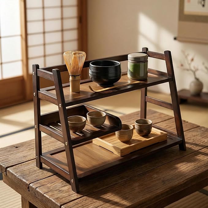 3 Tier Bamboo Matcha Station, coffee station organizer Shelf by Unknown