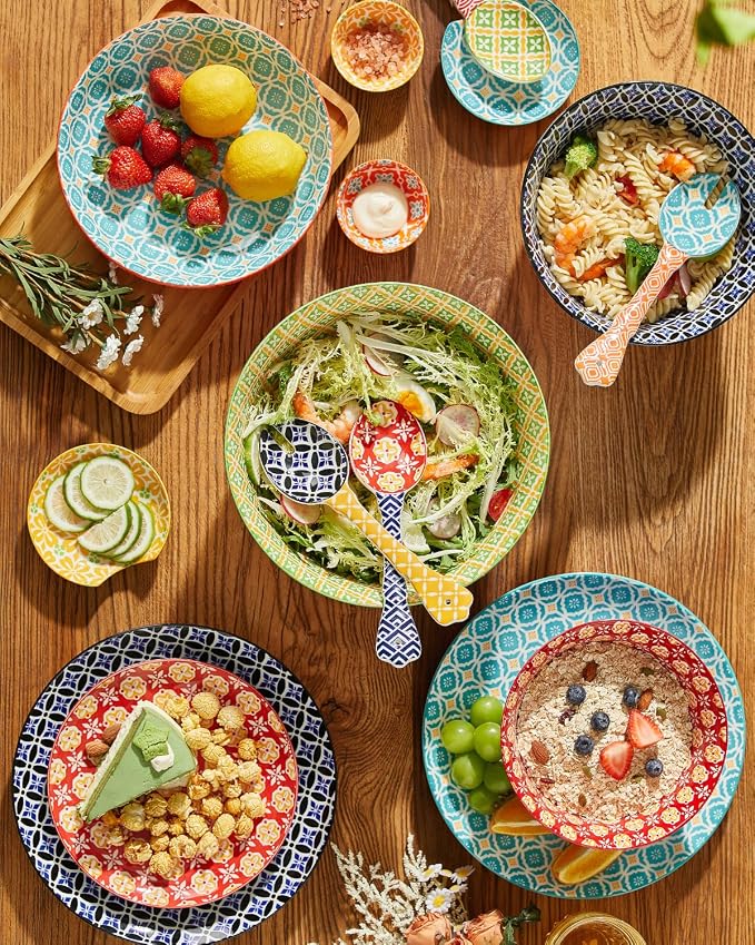 Metahom Ceramic Mixing Bowls for Kitchen, Colorful Nesting Bowls, Large Serving - Image 8