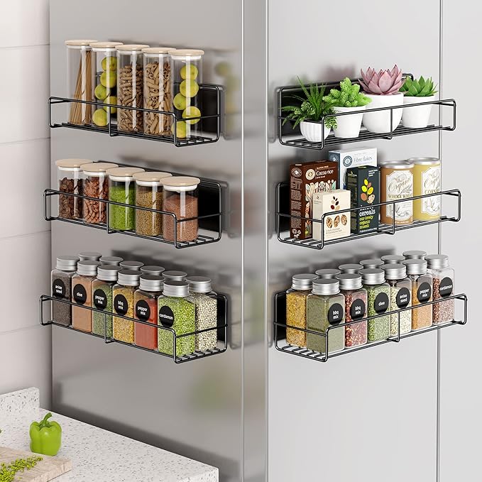 Mystozer 6 Pack Magnetic Spice Rack Organizer, Space Saver by Mystozer