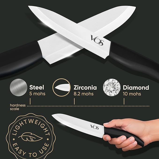 Vos Ceramic Knife Set with Block, Ceramic Knives Set - Image 3